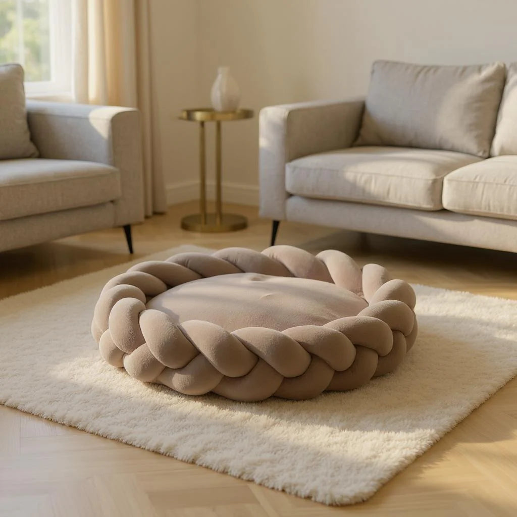 CaniPaw™ CloudNest Braided Calming Pet Bed